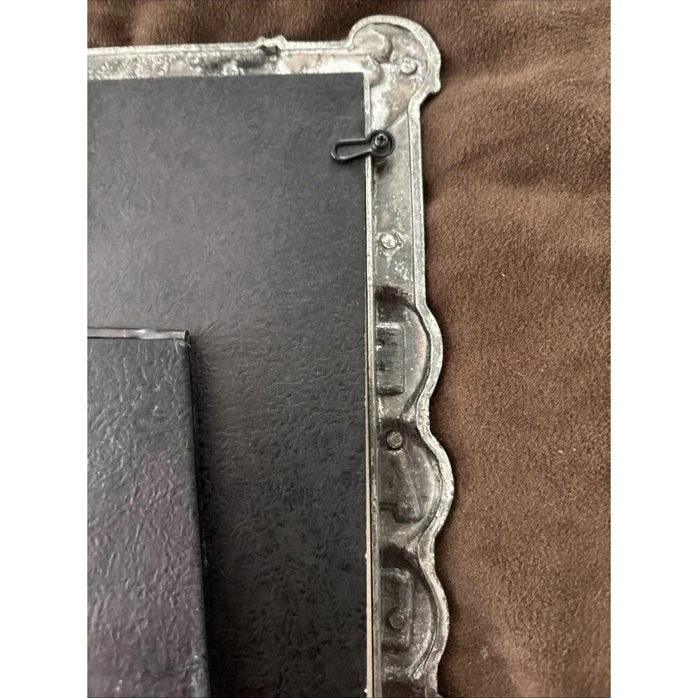 Vintage Regent Gallery Pewter Finish Double Baby Photo Frame 3.5x5 Teddy Bear